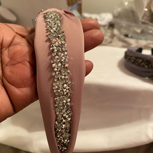 Chic Rhinestone Embellished Headbands in Pink and Gray - Picture 4 of 5